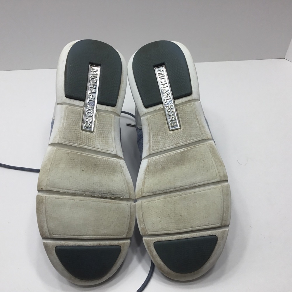 Michael Kors Blue Sneakers for Women, Leather Accents, Silver Logo, 8M EUC - Picture 7 of 9